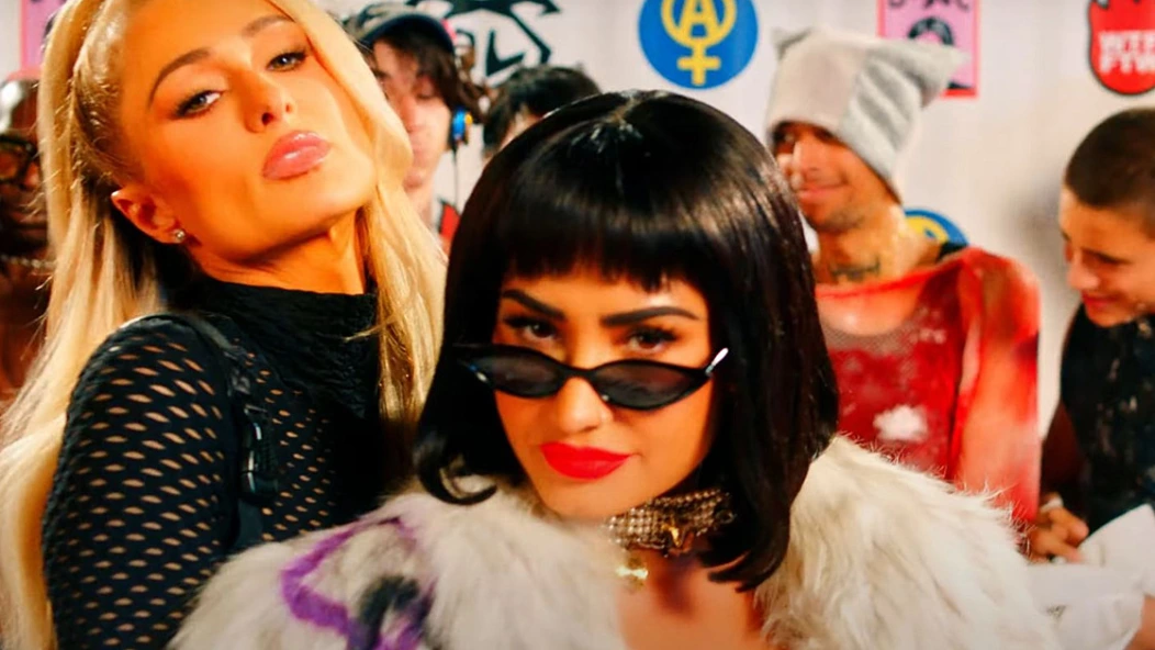 Demi Lovato and Paris Hilton burn rubber in "SUBSTANCE" video