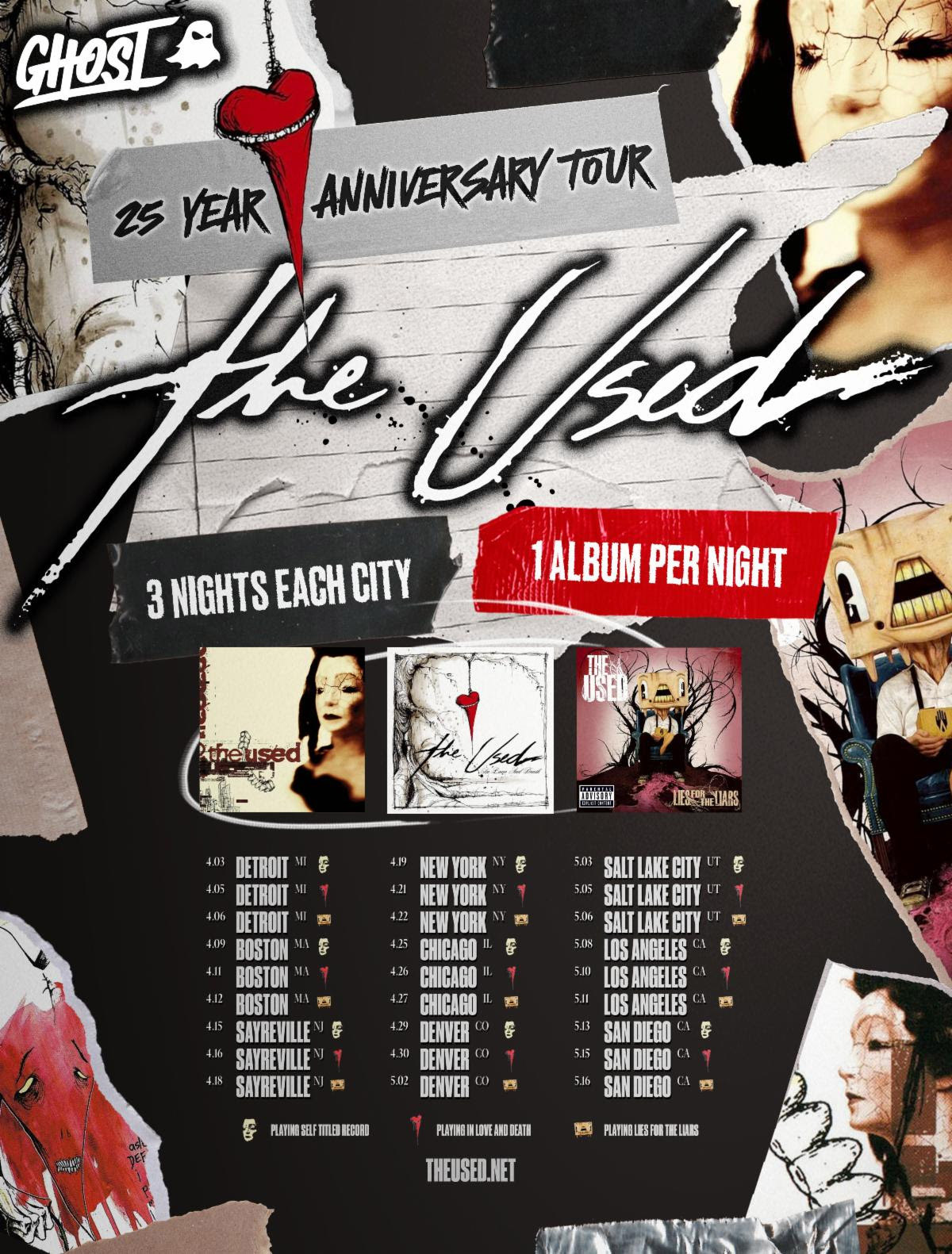 The Used to play first three albums on 25th anniversary tour